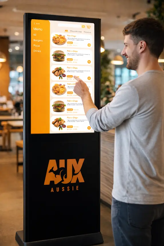 Customer ordering at an AuxAussie AI kiosk