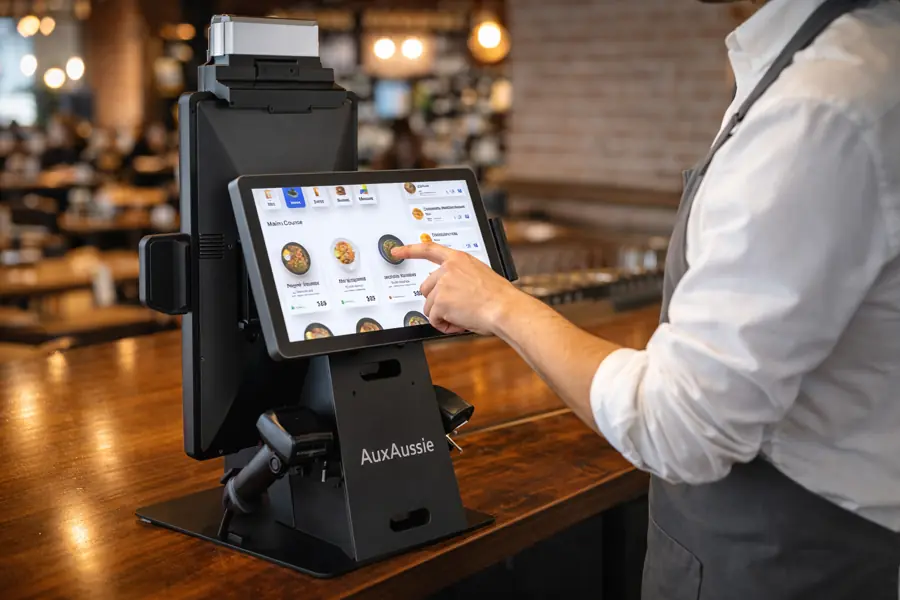 Staff serving with an Aux Twin at the counter